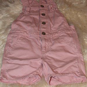 GAP PINK DENIM SHORT OVERALLS